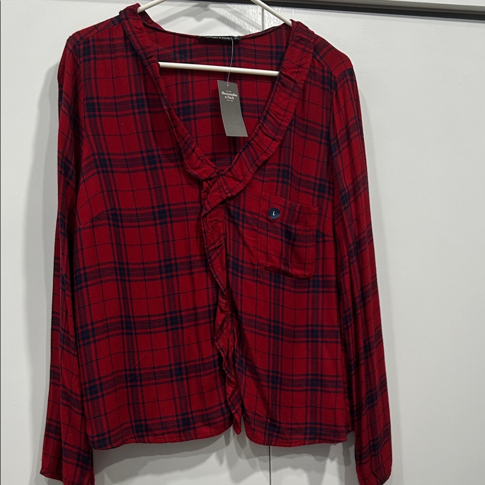 Abercrombie & Fitch Red and Black Plaid Shirt